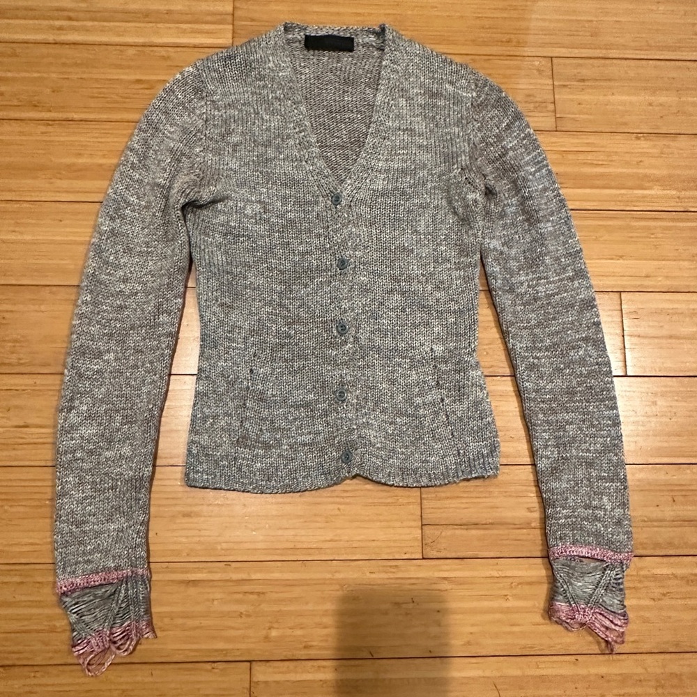 Ermanno Scervino Vintage Gray Cotton V-Neck Button Cardigan XS